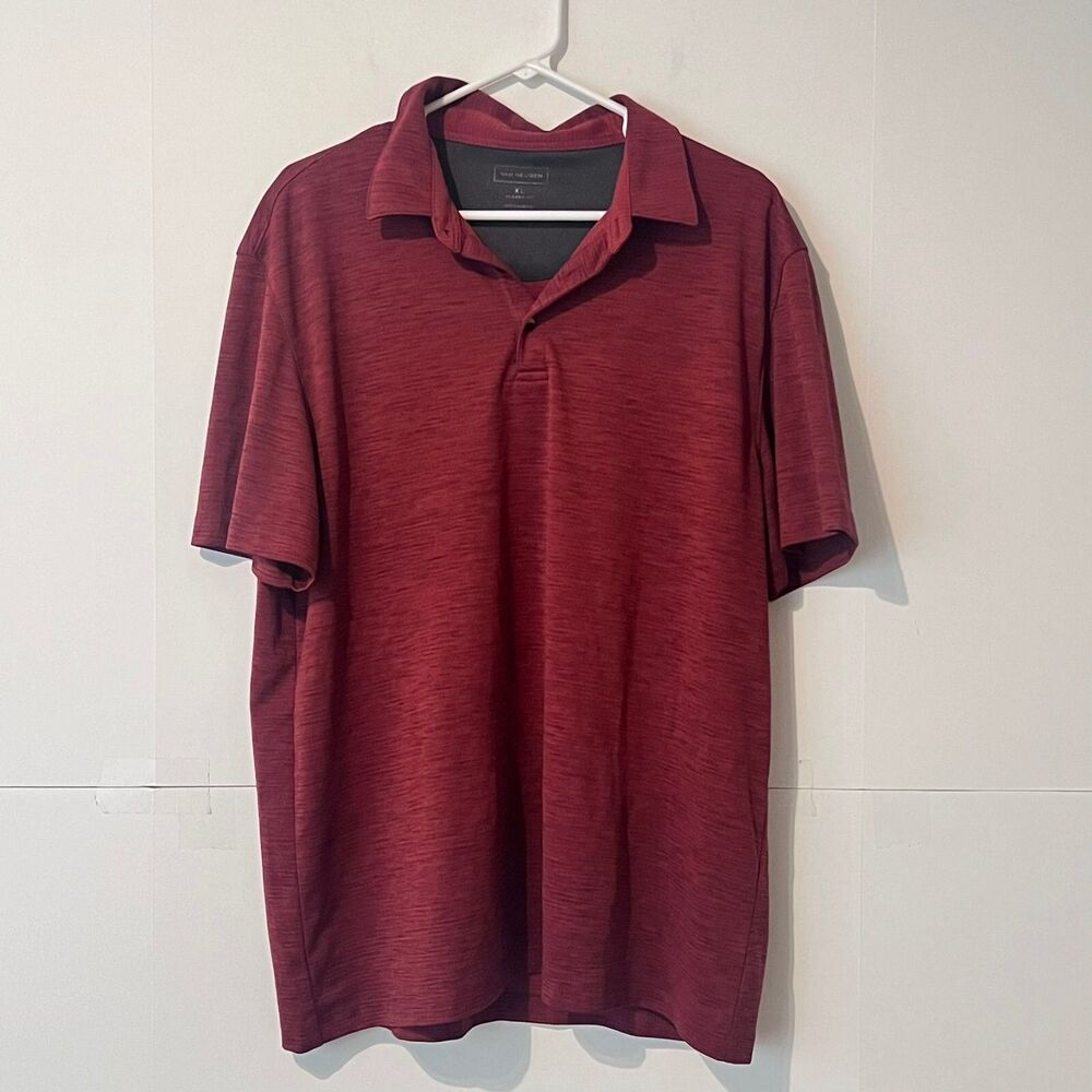 Van Heusen Mens Polo Shirt Size XL Maroon Classic Fit Performance Short Sleeve